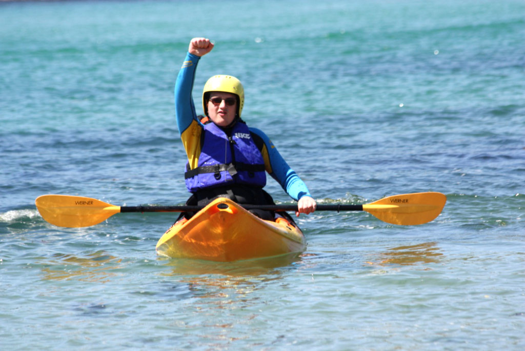 Happy disabled kayaker
